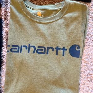 Carhartt Army Green Tee with Blue Logo